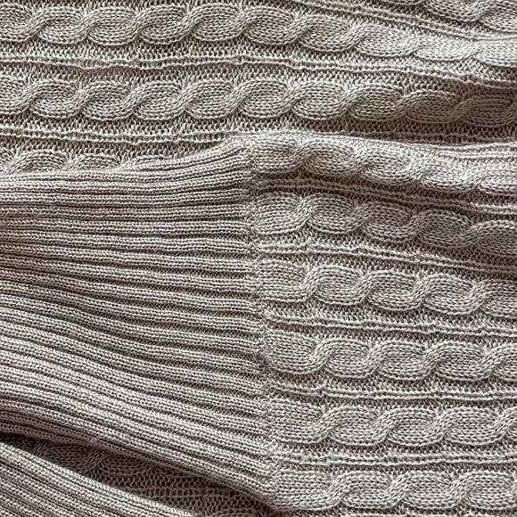 BOSTON PROPER Tan Cable Knit Turtleneck Poncho Sweater--EUC--XS/S - Picture 9 of 14
